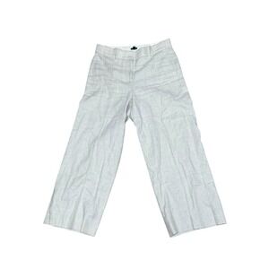 J.CREW Linen Sydney Pants Womens White Crop Straight Leg Size 4
